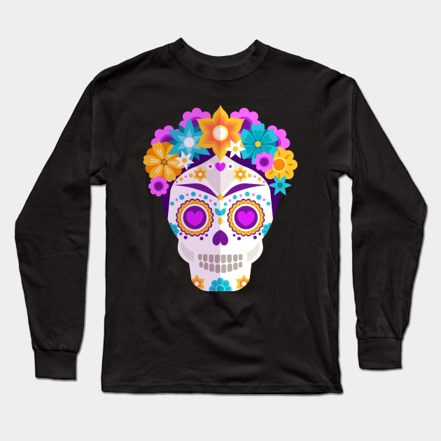 Frida Khalo - Catrina - dia de los muertos - design Long Sleeve T-Shirt by verde